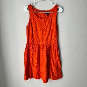 Old Navy Orange Eyelet Sleeveless Fit and Flare Dress Size 10